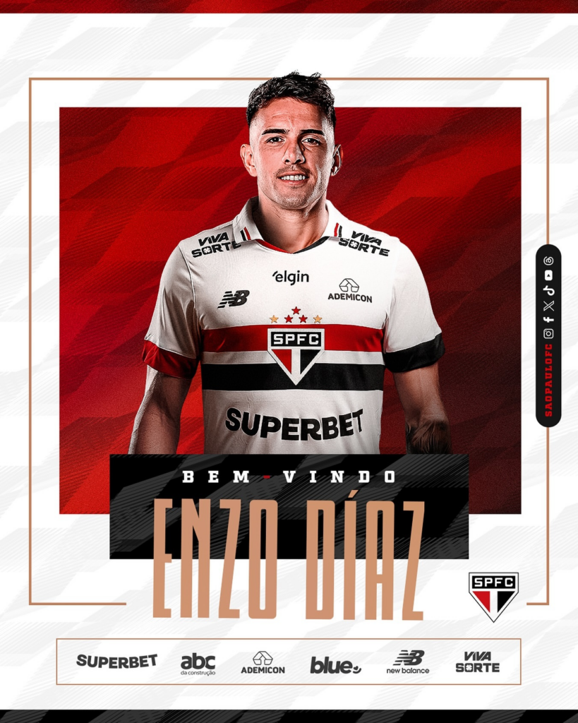 São Paulo anuncia a contratação do lateral Enzo Díaz